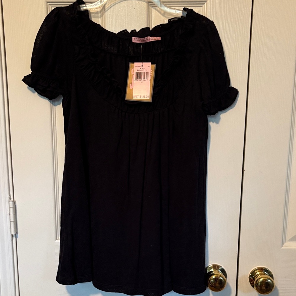 Juicy Couture - Vintage Elegant Black Ruffled Women's Top.